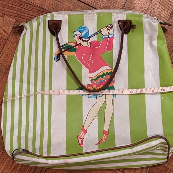 Vintage Golf bag canvas leather handle straps fairway Links - Picture 8 of 16